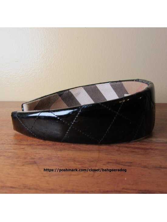 black quilted patent leather vintage Burberry head band (CL453) main image 7